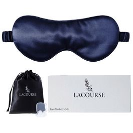 Сліпиця для сну з 100% натурального шовку морської кульбаби (22 momme), для сну, прохолоди, комфорту та повного затемнення. Шовкова стрічка, чиста шовкова наповнювач (Морська синя) - справжній 22 мм