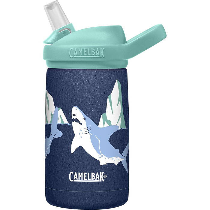 Пляшка для води CamelBak Unisex для дорослих Eddy Kids SST з вакуумною ізоляцією 350 мл/12 унцій, POLAR SHARKS, 12 унцій