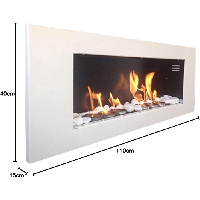Настінний камін Bioethanol XXL Model Plus безкоштовні декоративні камені (Білий)