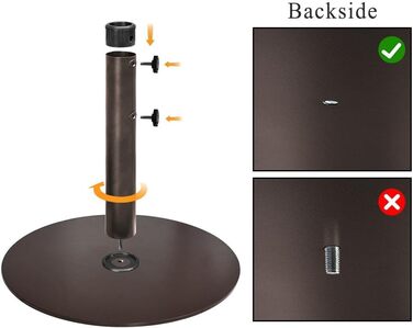 Підставка для парасольки EliteShade кругла зі сталі, до 63,5 кг, для ринку, тераси, на відкритому повітрі, міцна, з мішком для піску (пісок не входить до комплекту), червоно-коричневий бронзовий колір