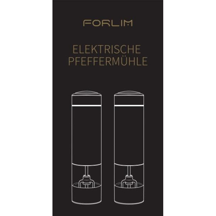 Електричний млин для перцю та солі FORLIM, акумуляторна USB, керамічний млинок, світлодіодний, набір з 2 шт. (Gunmetal)