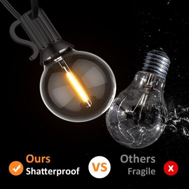 Ланцюжок гірлянд GLUROO для вулиці, диммування, 45.7 м, вологостійкий, з пульт дистанційного керування, 75+2 лампочки G40, LED, для саду