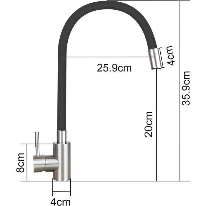 Змішувач для кухні Mursche Black - змішувач з нержавіючої сталі, що обертається на 360 з гнучким виливом, високий тиск