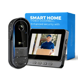 Відеодзвінок з камерою 1080P HD, бездротовий, водонепроникний IP65, дисплей 4.3