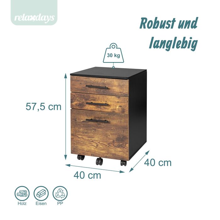 Роликовий контейнер Relaxdays з висувними шухлядами та полицями для документів