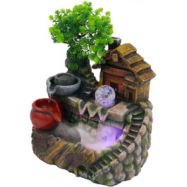 Настільний фонтанчик для дому та офісу з LED-підсвічуванням та розпилювачем, декоративний каскадний фонтан з кришталевою кулею