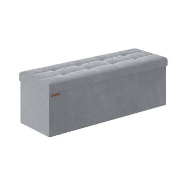 Оксамитова лавка з місцем для зберігання для передпокою - Dove Grey / 38 x 110 x 38 см