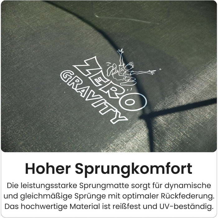 Батут Zero Gravity Ultima 4 Ø366 см: Комплект з драбиною, чорний, TÜV GS, швидке складання для вулиці