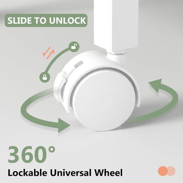 Нічний столик з 3 шухлядами, зарядний станція, 2 розетки AC та 2 USB, з роликами, білий