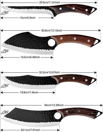 Набір кухонних ножів (2 шт) ручної роботи, японський гострий ніж для дому, з шкіряними піхвами