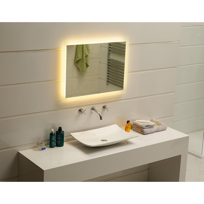 Дзеркало для ванної кімнати Dr. Fleischmann GS084N з LED-підсвічуванням (120x60 см, тепле біле світло)