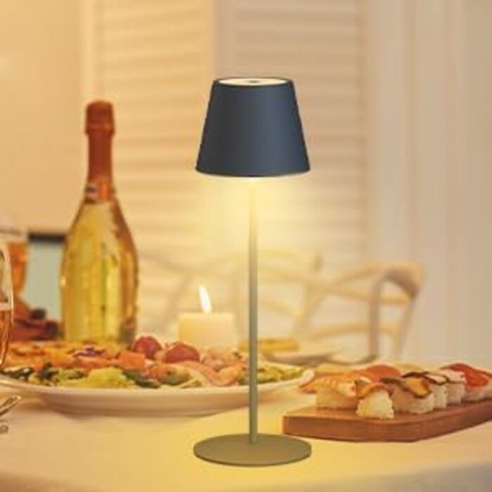 LED настільна лампа MALUX бездротова з торшевим керуванням, регулювання яскравості, тепле біле світло 2700K-4000K, метал, акумулятор, водонепроникність IP54, для саду, їдальні, спальні, робочого кабінету, балкону, готелю (темно-сірий)