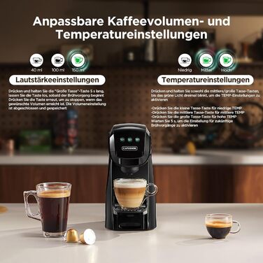 Кавомашина 5-в-1 Warriors1 для Nespresso, Dolce Gusto, Lavazza A Modo Mio, FAP Espresso Point та меленої кави, 20 bar, 0.8 л, автоматична, для дому та офісу, чорний