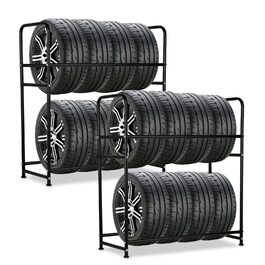 Стеляж для шин на 8 шин: міцна конструкція, регулювання висоти, захисні чохли, 107x46x117 см, вантажопідйомність 180 кг, для гаража, підвалу, майстерні