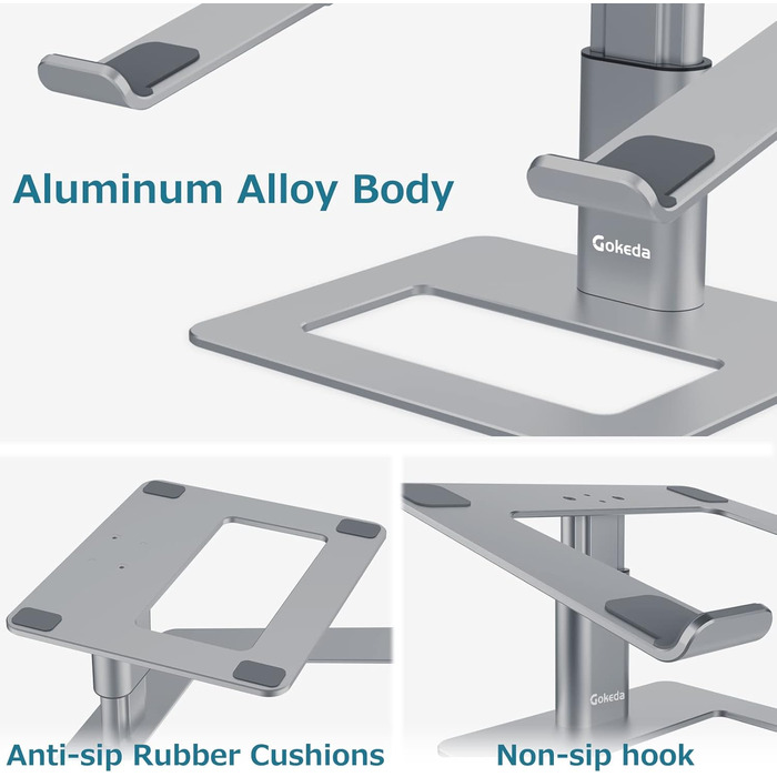 Підставка для ноутбука GOKEDA: ергономічна, регульована, з алюмінію, 11-17 дюймів