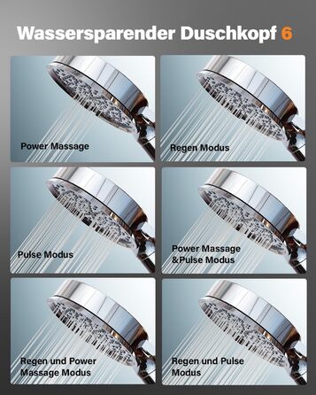 Фільтр для душу Cobbe зі шлангом, ручна лійка з 3 вугільними фільтрами, душова лійка з 6 режимами, високонапірний економний душ з фільтром від накипу для жорсткої води, видаляє 99% хлору, хром