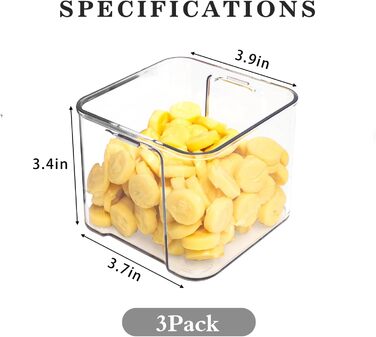 MineSign 4 шт. висувні контейнери для холодильника, органайзери для полиць, прозорі пластикові ящики з ручками, для кухні та зберігання продуктів (з 3 роздільниками)