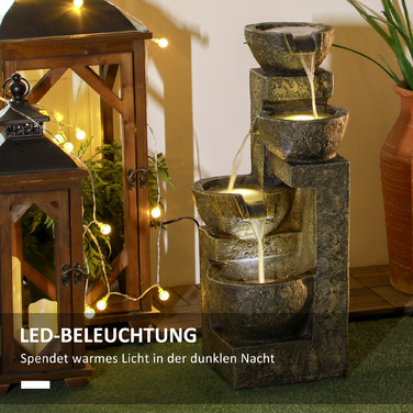 Садовий фонтан / Водоспадний фонтан, регульована швидкість, 25 x 24 x 60 см, чорний