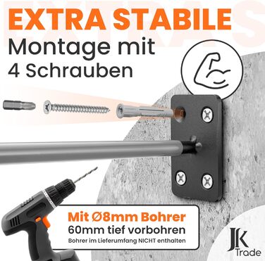 Набір кріплень для шин JK Trade® (4 шт.) для автомобілів, з гвинтами та дюбелями, захист для дисків, гачки для кріплення до стіни, 40 кг, сірий