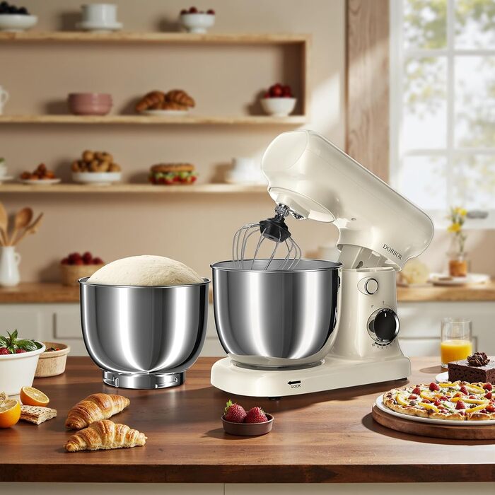 Кухонна машина-міксер з двома чашами 2.5L+3L, 10 швидкостей, 1500W, з набором аксесуарів для випічки та приготування їжі