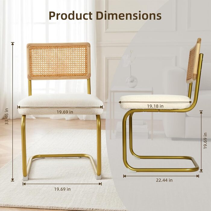 Набір з 2-х м'яких крісел CangLong для вітальні, кухні та їдальні, з масивними дерев'яними ніжками (кремовий)