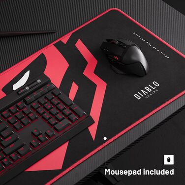 Ігровий стіл Diablo X-Mate 160x75x75 см: ергономічний стіл з карбоновою стільницею, тримачем для навушників та підставкою для напоїв