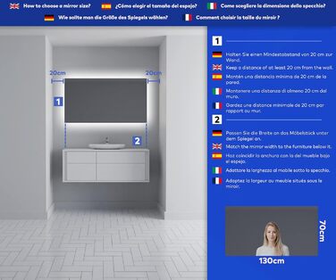 Дзеркало для ванної кімнати з підсвічуванням FORAM 120x70 см - сучасний дизайн без рами, індивідуальне замовлення