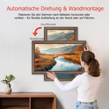 Цифровий фоторамка Frameo 10.1 дюйма з Wi-Fi, сенсорний IPS екран HD 1280*800, 32GB пам'яті, автоповорот, підтримка Frameo App для зручного обміну фото та відео, корпус з дерева (15.6 дюймів)