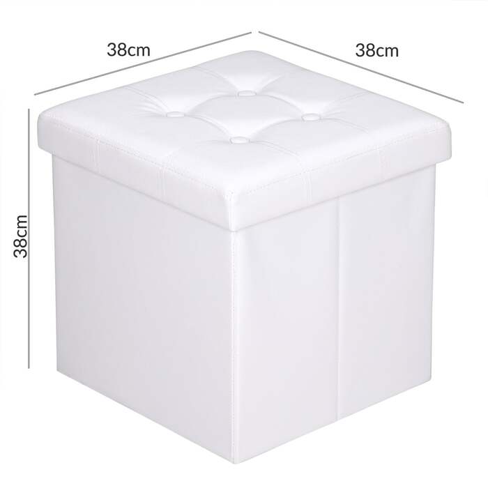 Пуф Білий Штучна Шкіра 38x38x38см складаний