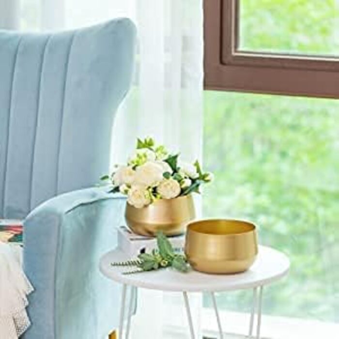 Квітчаки для саду Vixdonos з латуні, 2 шт. (19,5 см, 16/19 см), круглі, для сукулентів, золотистого кольору