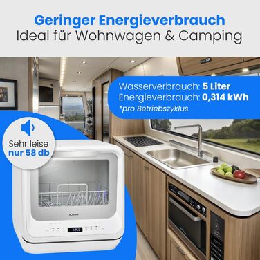 Посудомийна машина Bomann® TSG 5704: компактна, для кемпінгу, з підключенням/без, 36-70°C, 6 програм, 42 см