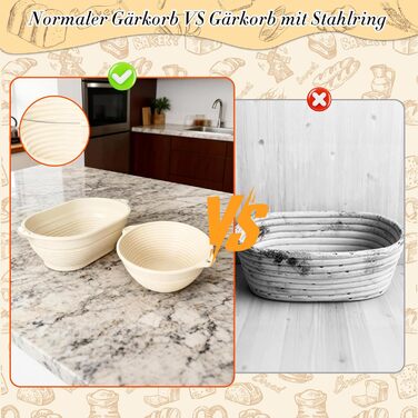 Набір для випікання хліба: 13 предметів, корзини для бродіння (овальна 28 см, кругла 25 см) з силікону, для початківців та професіоналів