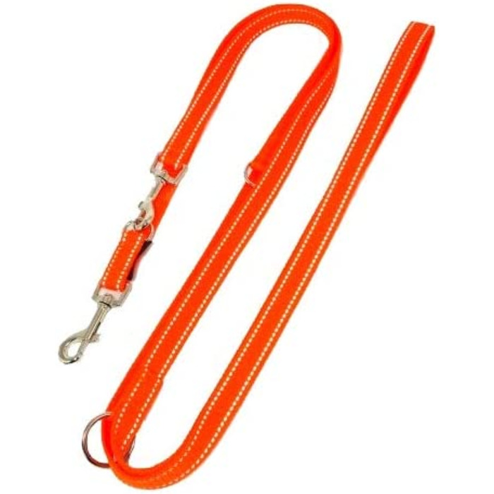 Повідець для собак elropet Подвійна світловідбиваюча лямка 25 мм 3,50 м оранжевого кольору з 4-кратною регулюванням для великих і сильних собак