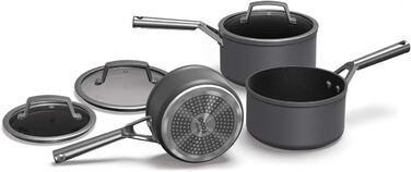 Набір посуду Ninja Foodi ZEROSTICK 5-piece з кришками, антипригарне покриття, алюміній, індукційний, для духовки та посудомийної машини, нержавіюча сталь, сірий