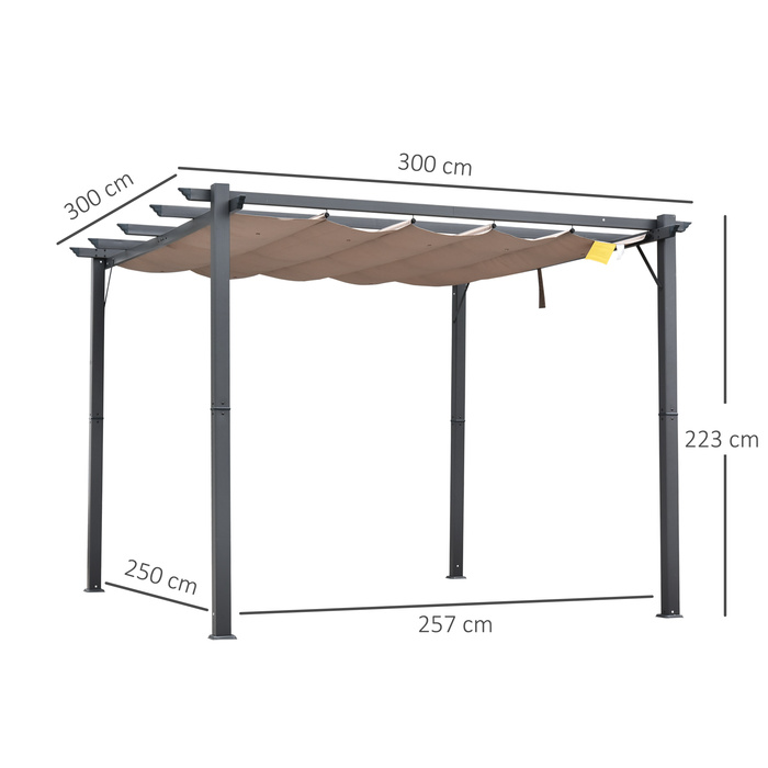 Сонячна альтанка Патіо Дах з люком Сад Alu Charcoal Grey+Coffee Brown 3x3x2.23 м | Аосом