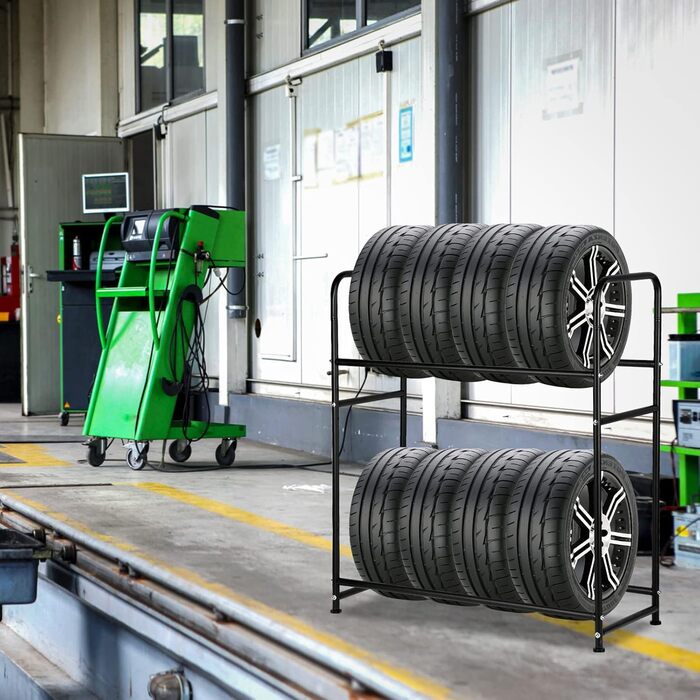 Стелаж для шин 107x46x117 см на 8 шин, посилений, з захисним чохлом для гаража, майстерні, льоху