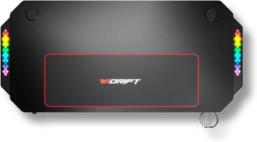 Ігровий стіл DRIFT GAMING з карбоновою поверхнею, RGB підсвіткою, підстаканниками та тримачем для навушників, чорний (DRDZ175RGB)