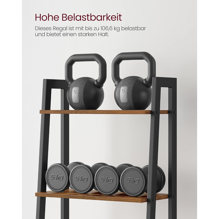 Стелаж VASAGLE з 5 полицями, металевий, для вітальні, спальні, кухні, 56 x 34 x 172 см, вінтажний коричнево-чорний