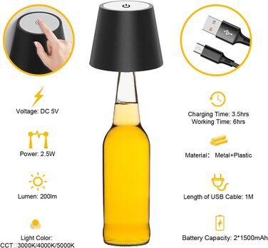 Акумуляторна LED-лампа Antela настільна бездротова диммерна IP44, 3000K/4000K/5000K, металева, для дому/відкритих просторів, 2 шт.