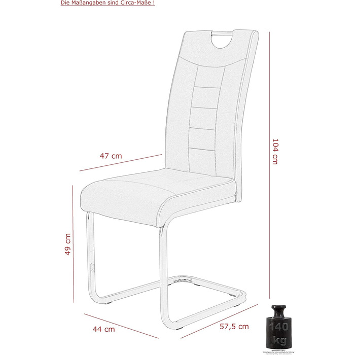 Набір з 4 кухонних стільців Hela Ruby, штучна шкіра капучино, металевий каркас, хромована ручка, до 140 кг