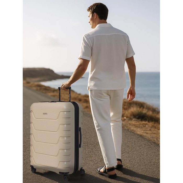 Набір валіз Smartbox Hartschalen Edition 01: 3 валізи, розширювані, з TSA-замком, з поліпропілену (Бежевий)