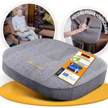 Ортопедична подушка для сидіння [ПАТЕНТОВАНО & ФОРМОСТІЙКА] - подушка для офісного крісла та авто - подушка для стільця, підкладка для офісного крісла, подушка для куприка, сидіння (Сірий-MEDIUM 65-90 кг) MEDIUM 65-90 кг Сірий