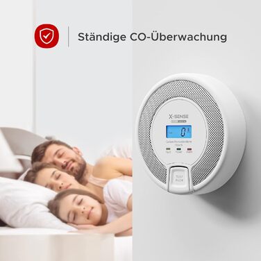 Датчик CO X-Sense з цифровим дисплеєм, детектор чадного газу, точний сенсор, термін служби 10 років, змінна батарея, сертифікат EN 50291, CO03D (1 шт.)