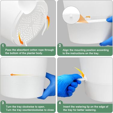 Набір з 2 горщиків для квітів 25.4 см, пластик, з системою поливу, для дому, балкону, саду, сукулентів, кактусів (зелений, білий)