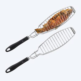 Решітка-гриль для риби Relaxdays з гумовою ручкою 58,5 см, 2 шт.