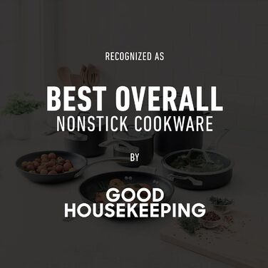 Набір каструль та сковорідок Calphalon 10 предметів з антипригарним покриттям, нержавіюча сталь, безпечний для миття в посудомийній машині, металевий посуд, PFOA-free, чорний