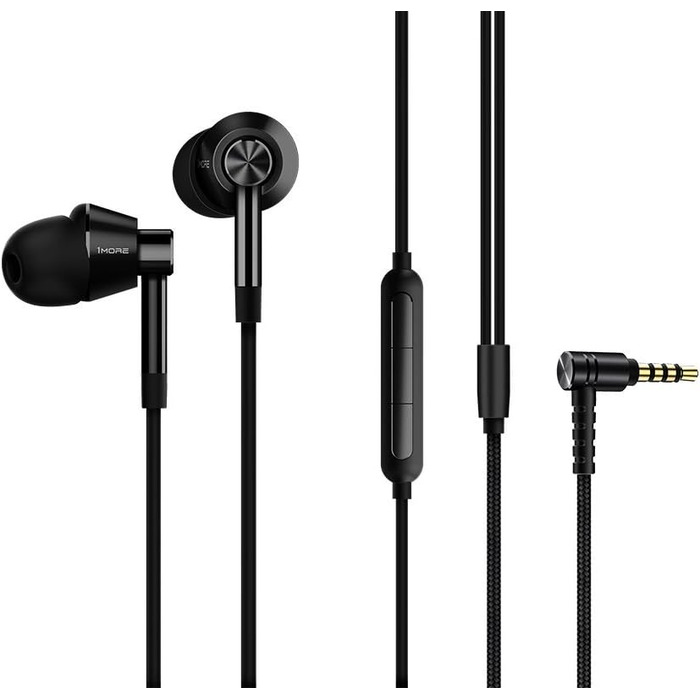 Навушники 1MORE E1010 Quad-Driver Hi-Fi In-Ear з мікрофоном та пультом керування. Сумісні з iOS та Android. Чорний колір.
