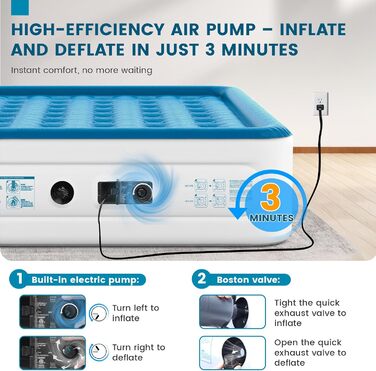 Надувний матрац Robuste, блакитний, розмір Queen (45,7 см)