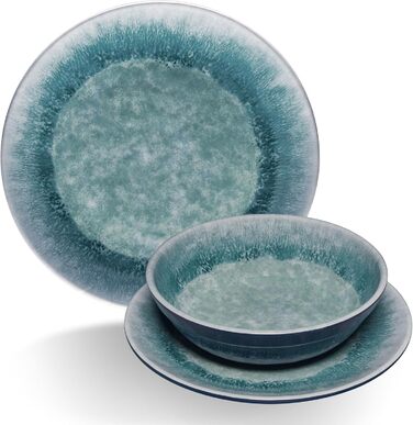 Набір посуду Melamin Adria Blue (2 особи) з нержавіючими термокружками - посуд для кемпінгу, відпочинку на природі, фестивалів