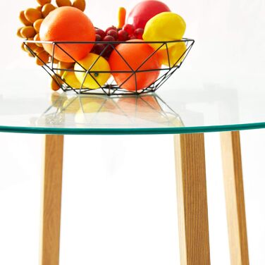 Обідній стіл HJ WeDo з 2 стільцями, круглий скляний стіл у скандинавському стилі, білий, для балкону, вітальні та їдальні